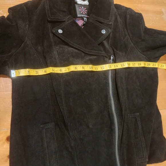 Isaac Mizrahi Live Suede Jacket Womens 18W Black Moto Motorcycle Zipper Classic - Picture 8 of 16